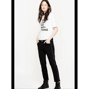 Zadig & Voltaire | Elios Spikes Boyfriend Jeans in Noir Sz 28 Black Grunge Chic